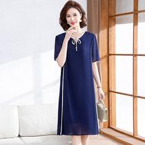 Chiffon dress new mothers wear summer skirt above the knee for middle-aged and elderly chiffon to cover the flesh and look slimming and casual and stylish