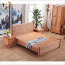 Qianzhouwang rattan bed real rattan bed 1.5 meters rattan single double bed 1 8 meter rattan bed rattan wood big bed