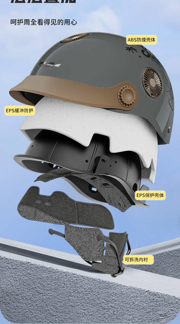 3C Certified Electric Motorcycle Helmet with Fan, Sun Protection