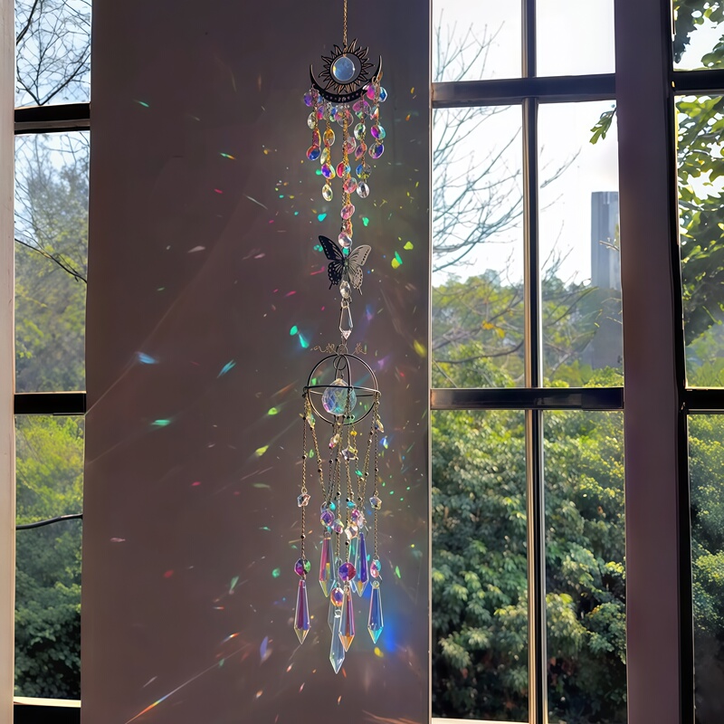 Sun Catcher Wind Chime Crystal Butterfly Hanging Ornament Ins-Style Sun Catcher Dream Catcher Prism Pendant Colorful Balcony Decoration Sun Catcher Wind Chime Crystal Butterfly Hanging Ornament Ins-Style Sun Catcher Dream Catcher Prism Pendant Colorful Balcony Decoration