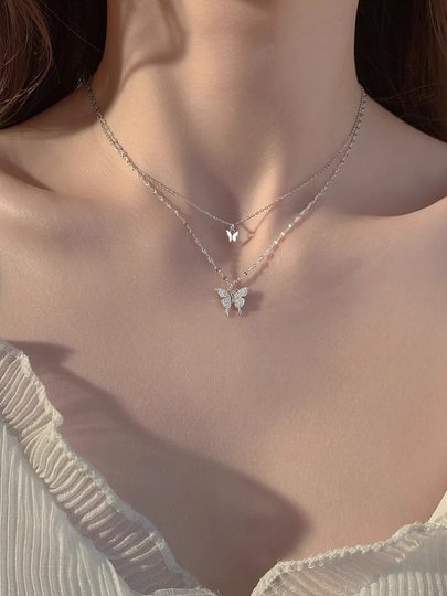 S999纯银蝴蝶项链女款2025新款爆款高级感生日新年礼物送女友老婆