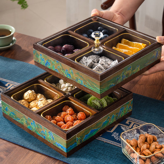 German Red Compartmentalized Fruit Box for Living Room, Home Use, Light Luxury High-End Dried Fruit Box, Chinese New Year, Housewarming, Wedding, Storage Snack Tray