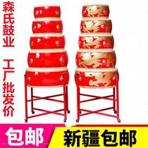 Xinjiang Tibetan big drum cowhide drum Chinese red dragon drum red drum adult and children performance drum hall drum majestic gong