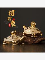 Lucky Money Ceramic Turtle Gold-plated Home Furnishings Crafts TV Desktop Porch Wine Cabinet Decoration Gifts