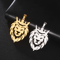Lion with King Crown Punk Stainless Pendant Necklace Men Boy