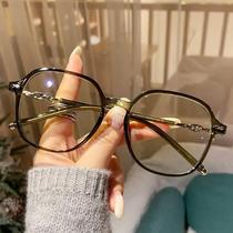 TR90 new retro myopia glasses frame mens and womens full frame round frame glasses frame anti-blue light flat glasses