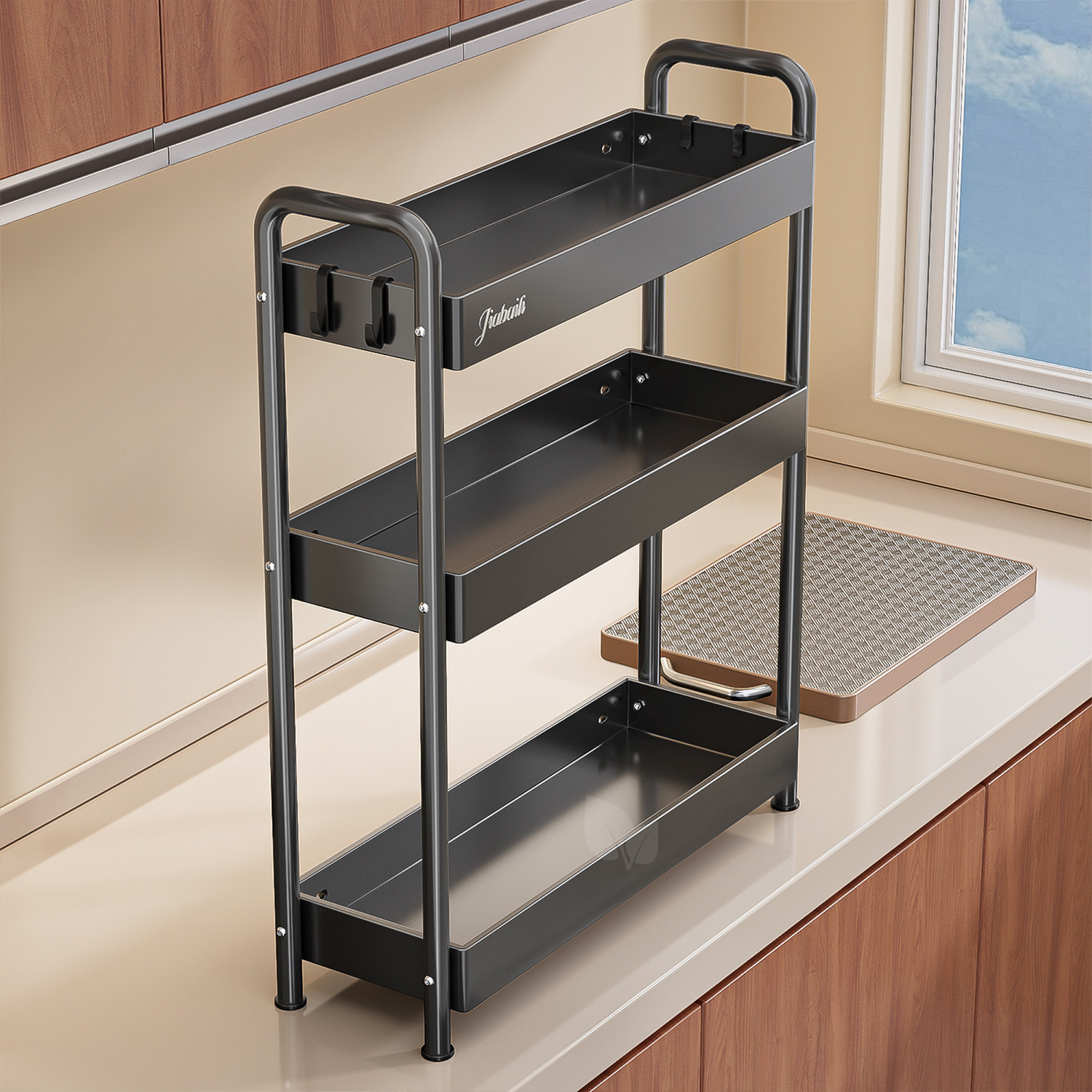 Kitchen condiment rack narrow small multi-functional oil salt sauce vinegar storage countertop condiment storage rack storage rack