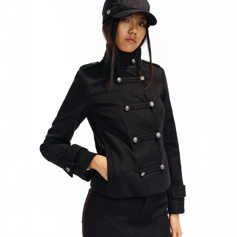 Two Little Guys* Classic Replica Military-Style High-Neck Double-Breasted Woolen Coat