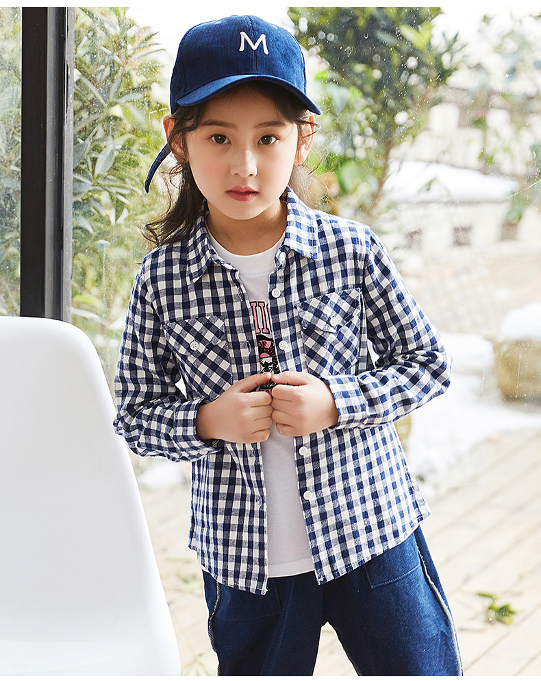 Áo sơ mi nữ tay dài cotton cotton 2018 mùa thu nữ áo trắng lớn mùa thu bé gái áo tây quần áo bé trai