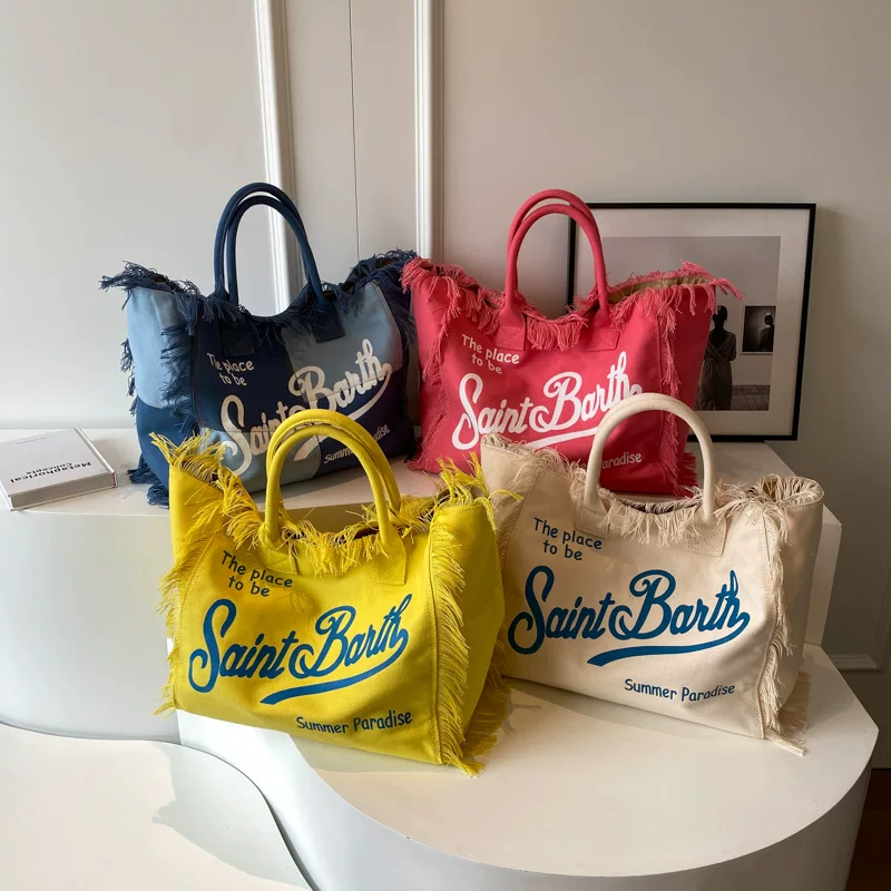 2025 Printed niche canvas women's bag leopard print tassel women's shoulder bag large capacity handbag with zipper