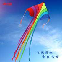 Umbrella cloth 18 meters flying rainbow kite Weifang kite Yongjian triangle long tail kite easy to fly in the breeze