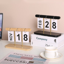 ins style creative simple modern desk calendar Chinese wooden page flip calendar bedroom living room desktop ornaments kindergarten