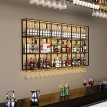 Bar wall-mounted wine rack wall-mounted luminous storage rack wrought iron wall decoration wine cabinet restaurant wine display rack customized