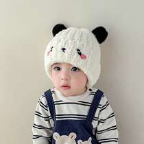 Baby hat winter cute cartoon style baby plush hat autumn and winter ear protection thickened knitted hat for boys and girls