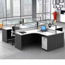 White staff desk 2/4/6 person dry king ten corner L-shaped grid screen partition workstation combination