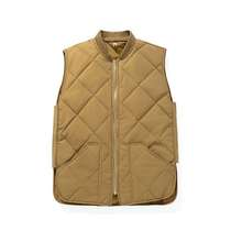 Foreign trade 2024 autumn and winter new style couples loose cotton rhombus vest for men solid color stand-up collar casual men