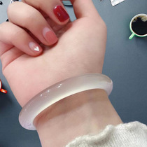 Natural high ice horse material champagne agate bracelet womens white moonlight chalcedony jade bracelet best friend girlfriend gift