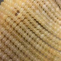 Mingdu Crystal 7A light yellow chalcedony plate beads light yellow chalcedony flat beads semi-finished DIY handmade accessories