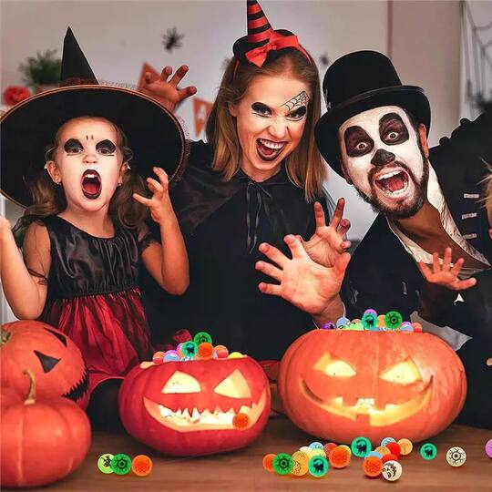 Halloween Glow-In-The-Dark Bouncy Balls Children's Toys Pumpkin Bat Eyeball Balls Party Activities Kindergarten Gifts