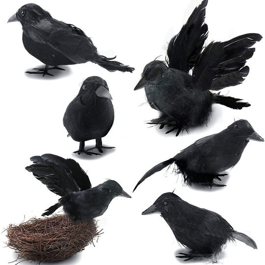 Halloween Decoration Artificial Crow Figurine Party Bar Tabletop Theme Decoration Scene Setup Photo Props