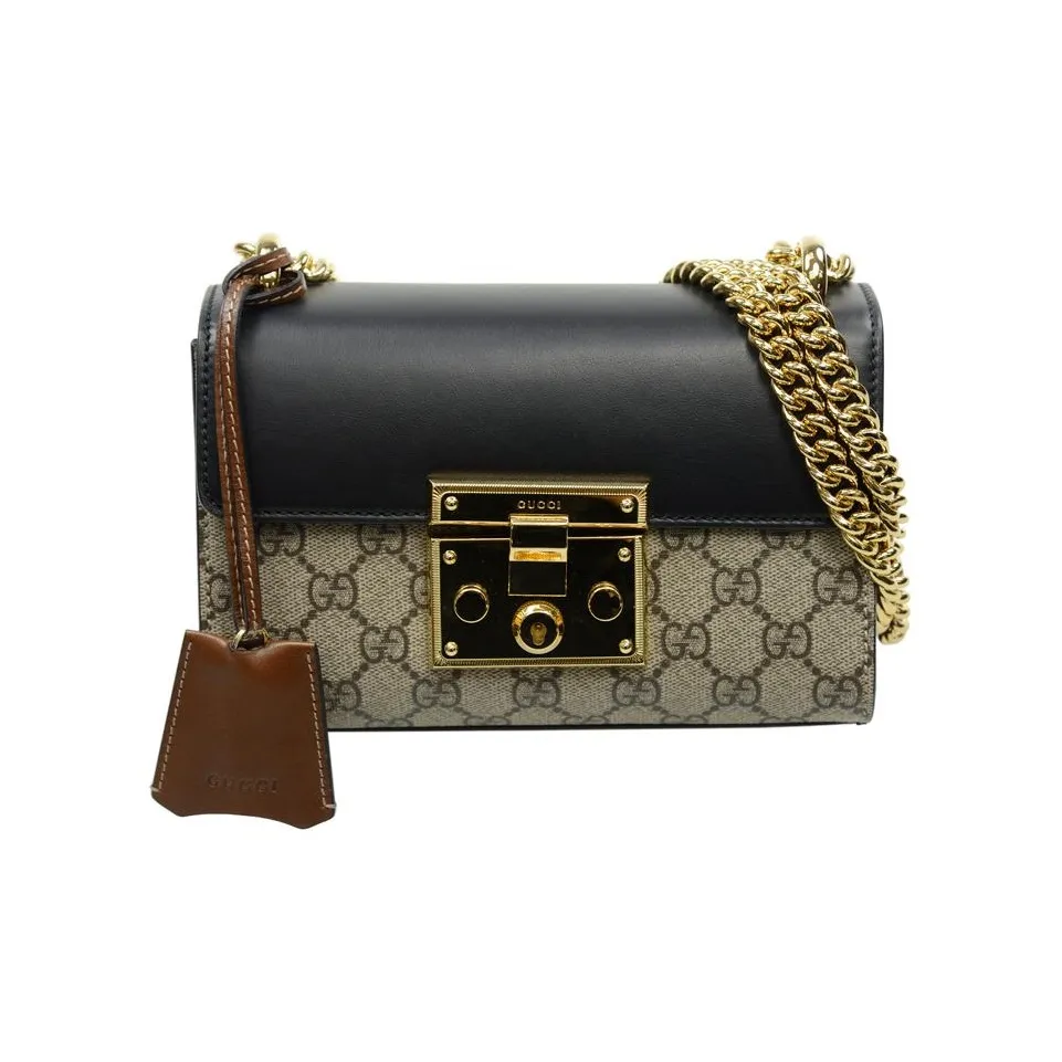 GUCCI/古驰 padlock 月光宝盒系列 帆布拼皮 单肩斜挎包小号 女款