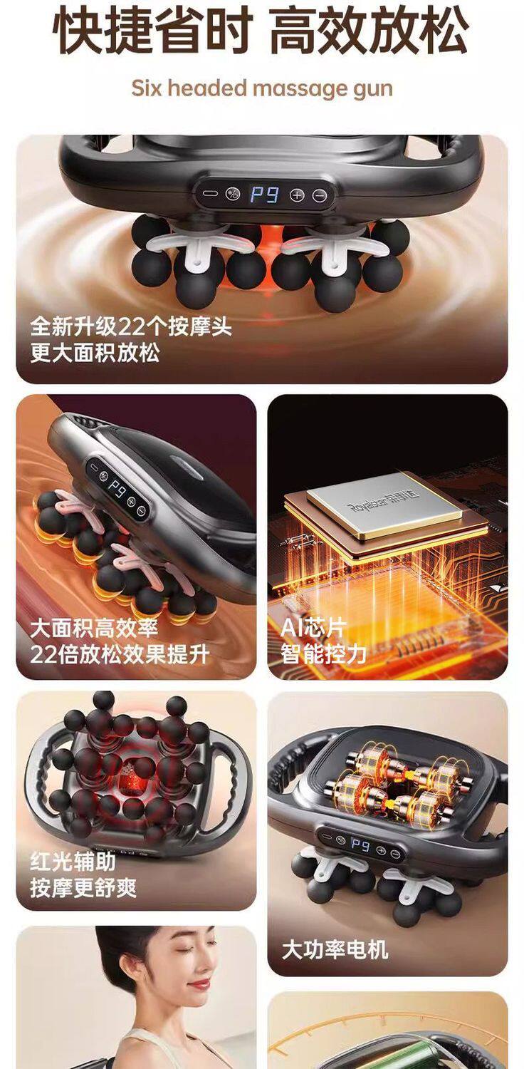 Массаж пушка 荣事达筋膜枪22头大范围12头肌肉按摩器强劲颈椎腰背部多头按摩枪