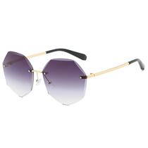 Mountaineering goggles 2024 new style womens frameless gradient sunglasses with edge-cut sunglasses Korean version transparent marine film 80