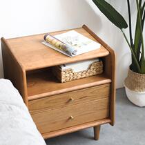 Nordic solid wood bedside table modern simple black walnut storage cabinet mini cherry wood economical bedside table