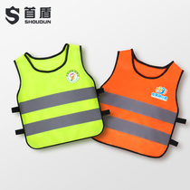 Shoudun Childrens Reflective Safety Vest Reflective Clothing Vest Kindergarten Primary School Students Fluorescent Yellow Safety Clothing Customized