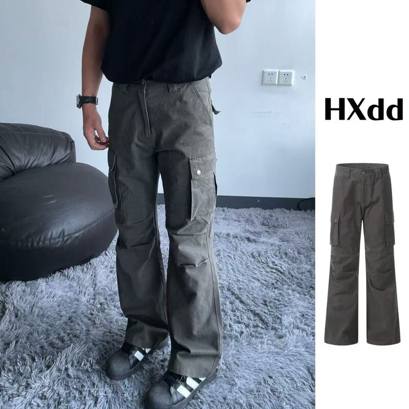 Black Bear American High Street Style Large Pocket Pleated Flared Stiff Workwear Denim Unisex Loose Slimming Long Pants 88