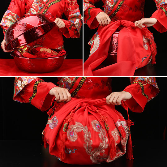 结婚包袱皮刺绣大号红包袱新娘陪嫁喜盆包裹布包袱布婚庆用品大全