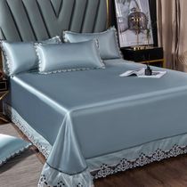Summer mat thickened ice silk mat three-piece sheet set lace machine washable foldable air-conditioned soft mat