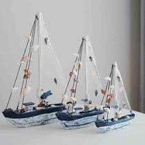 Mediterranean home accessories blue and white shell sailboat old style handicraft gifts smooth sailing
