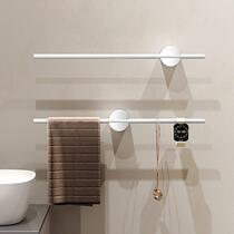 White towel rack bathroom punch-free storage rack bathroom wall-mounted kitchen single-pole towel bar hanging rack storage rod