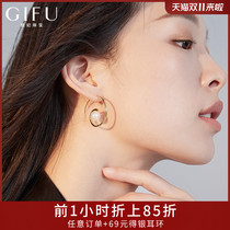 GIFU advanced sense earrings female sterling silver temperament French retro earrings Baroque imitation pearl earrings earrings