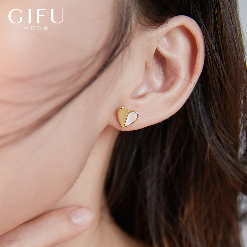 Pure silver earrings simple female small cute heart-shaped peach ear jewelry sleeping earrings 2021 new trend