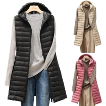 New female autumn and winter medium long hooded light down p