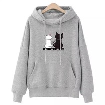A dropshipping 2023 autumn and winter new style hooded sweatshirt for women plus velvet and thickening fashionable loose pullover for women