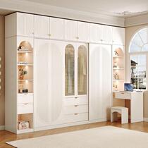 White cream style wardrobe sliding door small apartment bedroom home storage large wardrobe particle board open door wardrobe