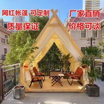 Internet celebrity outdoor B&B camping tent triangle camping hot pot barbecue hut catering rainproof rooftop hotel tent