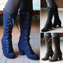 2024 Black boosts women Shoes knee high Women Casual Vintage