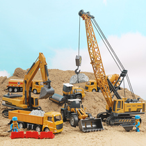 Childrens engineering car alloy crane set Tower crane model toy simulation digging soil roller combination boy