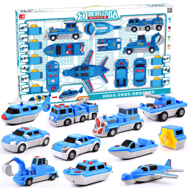 Changing sea, land and air children's magnet magnetic puzzle assembly building block car toy new year gift boy