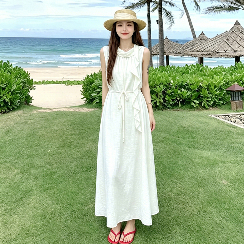 French-Style First Love White Dress, Sleeveless Tank Dress, Women's 2026 Summer Vacation Dress, High-End Little Black Dress
