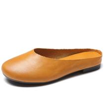 New style genuine leather artistic handmade womens single shoes Mori womens flat granny shoes retro slippers extra large size 8868
