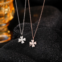 s925 sterling silver four-leaf clover necklace for women light luxury niche style ins forest style sweet diamond clavicle chain Chinese Valentines Day gift