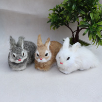 Simulation of small white rabbit furniture simulation rabbit craft cars fittings home decoration shoot props gift