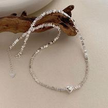 s925 sterling silver broken silver necklace womens niche love heartbroken silver couple sparkling clavicle chain light luxury high-end