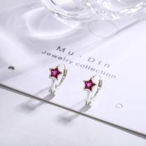S999 Silver Five-Pointed Star Single Diamond Earrings Korean Style Small Fresh Simple Small Colored Diamond Earrings