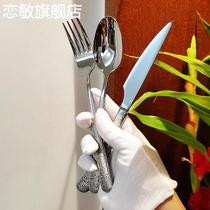 High-looking 304 stainless steel spoon beautiful hammered Western tableware hotel restaurant steak knife fork and spoon set
